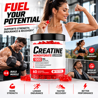 Gummies de créatine monohydrate à marque privée OEM par portion pour femmes, 60 gummies, soutien force et endurance, GMP