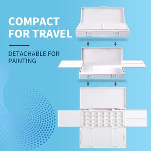 <span class=keywords><strong>Palette</strong></span> de <span class=keywords><strong>peinture</strong></span> aquarelle vide XinyiArt à 28 alvéoles, étanche, avec couvercle et 4 plateaux de mélange, organisateur de peintures à base d'eau - Product Image 4