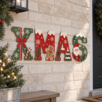 Décor mural en bois lettres de l'alphabet de Noël 30 cm – Panneaux festifs pour la maison, les fêtes, les arrière-plans et les coins photo – Ensemble de décoration
