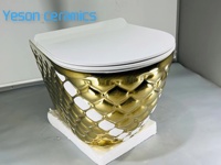 Yeson couleur dorée nouveau Design Style de luxe mural salle de bain céramique mur suspendu ensemble de toilette