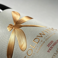 Étiquettes de vin personnalisées, papier spécial, autocollantes, estampage à chaud doré, logos imprimés numériquement en 3D, rouleaux imprimés, rouge