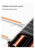 Nouveau câble de charge rapide et de données USB-C vers USB-C en nylon tressé orange de 90 cm (3FT) 60W PD avec conducteur en cuivre pur pour iPhone 17/14/15/16 Pro Max