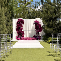 NIKA Arche de toile de fond ondulée blanche pour mariage en extérieur, support de décoration pour événements et fêtes, structure métallique incurvée avec rideaux