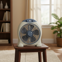 Ventilateur de table électrique gris bleu en plastique 12 pouces avec 3 vitesses, minuterie et fonction de persiennes pour usage domestique, vente en gros