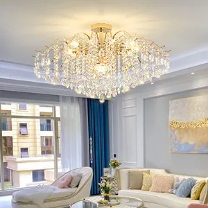 Simple Luxury Latest Design Home Decor Gold Ceiling Light for Living Room Bedroom Crystal Chandelier Pendant Lamps