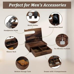 Organizador de Joyas de Madera con Cajón y Espejo para Almacenamiento y Exhibición en Escritorio - Product Image 2