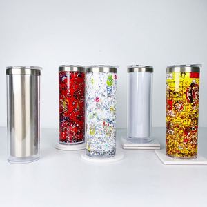 แก้วเก็บความเย็นแบบตรง ขนาด 20 ออนซ์ สำหรับงานซับลิเมชั่น DIY ลายกลิตเตอร์หิมะตก  ทำจากสแตนเลส 304  ทรงกระบอก  แบบพกพา เก็บความร้อนได้รวดเร็ว - Product Image 2