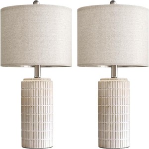 Nordic Style White Ceramic Bedside Table Light Modern <strong>Linen</strong> <strong>Shade</strong> for Bedroom Living Room Decor Table <strong>Lamp</strong> for Restaurant - Product Image 3