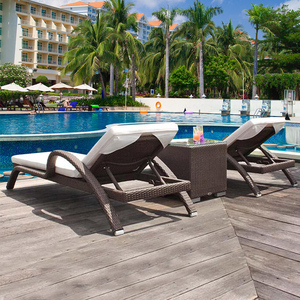 Chaise longue en rotin moderne et élégante pour l'extérieur, siège en métal imperméable, <span class=keywords><strong>piscine</strong></span>, hôtel, cour, <span class=keywords><strong>jardin</strong></span>, villa, détente, pliable, avec coussin - Product Image 3