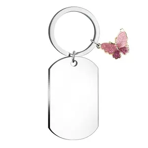 Vente en gros de porte-clés personnalisés en acier inoxydable porte-clés vierges avec logo personnalisé accessoires de porte-clés avec étiquette en métal