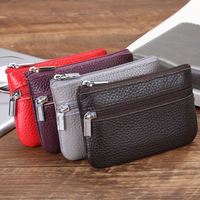 Porte-monnaie mini classique en PU avec chaîne, fermeture éclair, résistant à l'usure, couleur et logo personnalisables, unisexe