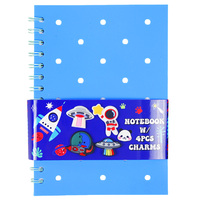 Agenda quotidien durable A5 papeterie scolaire à pois ensemble de journaux en silicone 4 breloques décoratives amusantes cahier à trous de papeterie pour bricolage