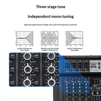 Console de mixage audio 8 canaux avec amplificateur intégré, USB, Bluetooth, effets DSP pour scène live, groupe, église, système de sonorisation