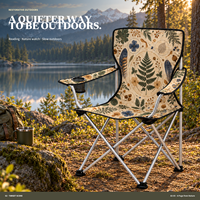 Chaise de camping en gros avec porte-gobelet latéral et logo et motif personnalisés pour l'étude en plein air et la randonnée