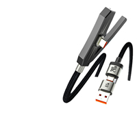 NOUVEAU Câble de charge rapide 2-en-1 240W 6A avec support pliable, connecteurs USB Type-C, gaine tressée en nylon, 1,8 m pour téléphones mobiles Phone 17
