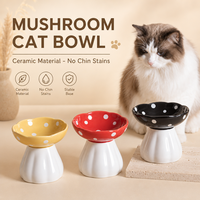 Bols pour animaux de compagnie en céramique en forme de champignon rouge, design surélevé pour chats et chiens