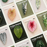 Aimants de réfrigérateur en acrylique à motif de feuille de plante, décoration magnétique verte créative, souvenirs culturels, vente en gros en Chine