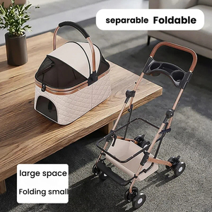<span class=keywords><strong>Poussette</strong></span> <span class=keywords><strong>pour</strong></span> animaux de compagnie en alliage <span class=keywords><strong>d</strong></span>'aluminium, pliable, avec porte-bébé amovible <span class=keywords><strong>pour</strong></span> petits chiens et chats, chariot de voyage léger - Product Image 2