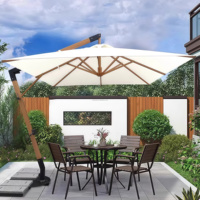 Personalización Logo10FT Cantilever Marco de aluminio Patio Umbrella360 Rotación e inclinación Sombrilla de playa y bases Paquete de cartón de metal