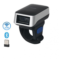 Escáner de Código de Barras Inalámbrico Xkancode BT 2.4GHz, Escáner de Código de Barras 1D CCD Portátil Tipo Anillo, Mini Escáner Inalámbrico