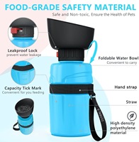 Vente en gros de 18oz/520ml gobelet à boire bol distributeur d'eau pour animaux de compagnie bouteille d'eau de voyage portable pour animaux de compagnie avec bol