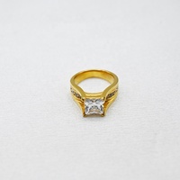 Vente en gros de bagues de fiançailles pour couple de mariage de luxe plaquées or 18 carats avec pierre CZ