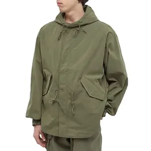 कपास नायलॉन प्रकाश मोटाई कम लंबाई वृहदाकार विंटेज Hooded Mens Parka जैकेट