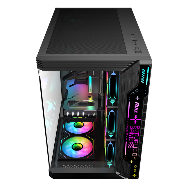 Ruix Aerospace Ultra OEM ODM Design Desktop Tempered Glass Side Panel Gamig Case PC Factory PC Case With RGB LOGO Display