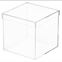 Clair 8X8X8 Pouces Boîtes Acrylique Carré Cube Conteneurs Couvercles Stockage En Plastique Affichage Bonbons Biscuits Pièces Thé Cosmétiques