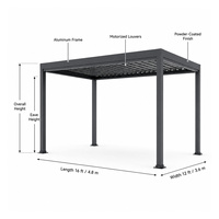 Pergola motorisée en aluminium avec éclairage LED, pergolas de jardin modernes, systèmes de pergola bioclimatiques, résistantes à la rouille, pour restaurant, bord de piscine