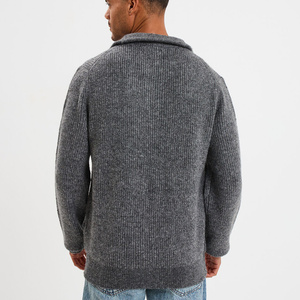 Suéter Clásico de Hombre con Cuello Camionero Acanalado, Tejido Texturizado, Transpirable, Cierre de Cremallera, Corte Holgado para Uso Diario Informal - Product Image 3