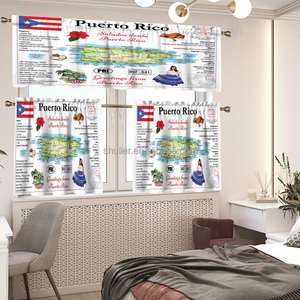 Rideaux décoratifs 3 pièces avec logo grenouille de Porto Rico, poche à <span class=keywords><strong>tringle</strong></span>, impression 3D pour fenêtre de salon, chambre à coucher, salle de bain - Product Image 6
