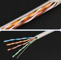 Kabel ST Cat5E 4-Pair 0.45mm Tembaga Terlilit Berlapis PVC Abu-abu Kabel Ethernet LAN Luar Ruangan U/UTP BC 305m/roll