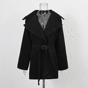 Bettergirl 2025 Début de l'automne nouveau manteau haut de gamme de couleur unie revers cravate taille cintrage - Product Image 2