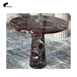 Tostone <span class=keywords><strong>Vintage</strong></span> <span class=keywords><strong>Rosso</strong></span> lucido Levanto <span class=keywords><strong>tavolo</strong></span> rotondo in marmo per Hotel appartamento casa soggiorno decorazione cucina - Product Image 1