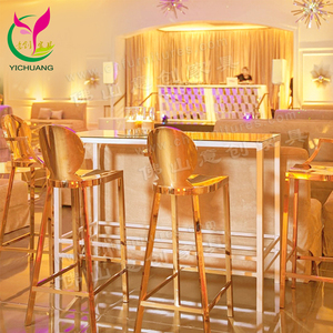 Sillas Altas <span class=keywords><strong>de</strong></span> Barra Modernas y Lujosas <span class=keywords><strong>de</strong></span> Acero Inoxidable Dorado, Duraderas, para Hotel, Club, Sala <span class=keywords><strong>de</strong></span> Estar, Oficina en Casa, con Reposabrazos - Product Image 2