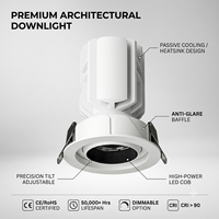Plafonnier LED encastré anti-éblouissement COB 95 mm dimmable pour couloir d'hôtel, maison et centre commercial
