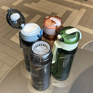 Bouteille d'eau en plastique avec infuseur à thé, bouchon à charnière, 750 ml, sans BPA, pour le camping en plein air, la randonnée, adultes, design moderne - Product Image 3