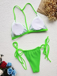 Mills Sisters Seersucker Neckholder-<span class=keywords><strong>Bikini</strong></span> Micro Mini Tanga-Bikinis Damen Dreieck-String Strandmode - Product Image 5