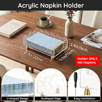 Support à serviettes personnalisé en acrylique transparent festonné avec base dorée, plateau à mouchoirs pour salle de bain, coiffeuse, hôtel
