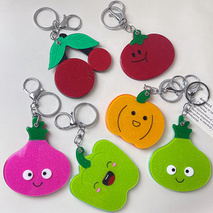 Llavero Colgante Personalizado con Espejo de Frutas Adorables, Accesorio para Llaves de Coche y Bolsos, Llavero Portátil de Acetato con Asa, Venta al por Mayor - Product Image 1