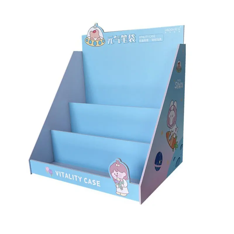 Custom Logo Shop Shelf Ready Tray Folding Display Stand Corrugated Cardboard Carton Pop Up Retail Counter Display Stand