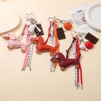 Pendentif de sac en cuir pour teckel, porte-clés créatif, cordon de sac, accessoire de sac, pendentif de clé, porte-clés de voiture, breloque cadeau