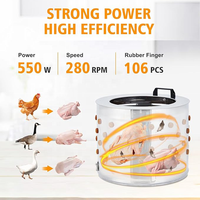 Machine à plumer les poulets électrique, moteur 20 pouces 550W, acier inoxydable, haute efficacité, 1 à 5 poulets/15 secondes, roues de transport