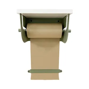 JH-Mech Multipurpose DIY Painting 8'' Green Wall Mounted Kraft Paper Roll Dispenser with Wooden Board