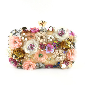 Frizioni donna alla moda decorazione floreale di lusso fatto a mano con perline <span class=keywords><strong>da</strong></span> <span class=keywords><strong>sera</strong></span> borsa a tracolla a catena - Product Image 1