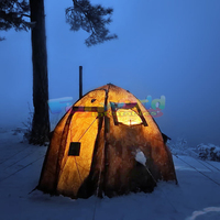 Extérieur rond grand espace coton toile dôme air glamping cabine gonflable camping tente maison