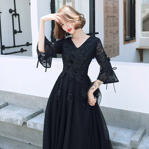 เดรสลูกไม้สำหรับงานเลี้ยงตอนเย็นสำหรับสาวอวบใหญ่อวบยาวถึงพื้น100% โพลีเอสเตอร์100.00กก. - Product Image 3