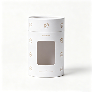 Custom Cylinder Paper <b>Box</b> With Clear Display Window Kraft Tube Custom Logo For Coffee Bean Retail Cafe <b>Gift</b> Daily Packaging - Product Image 6