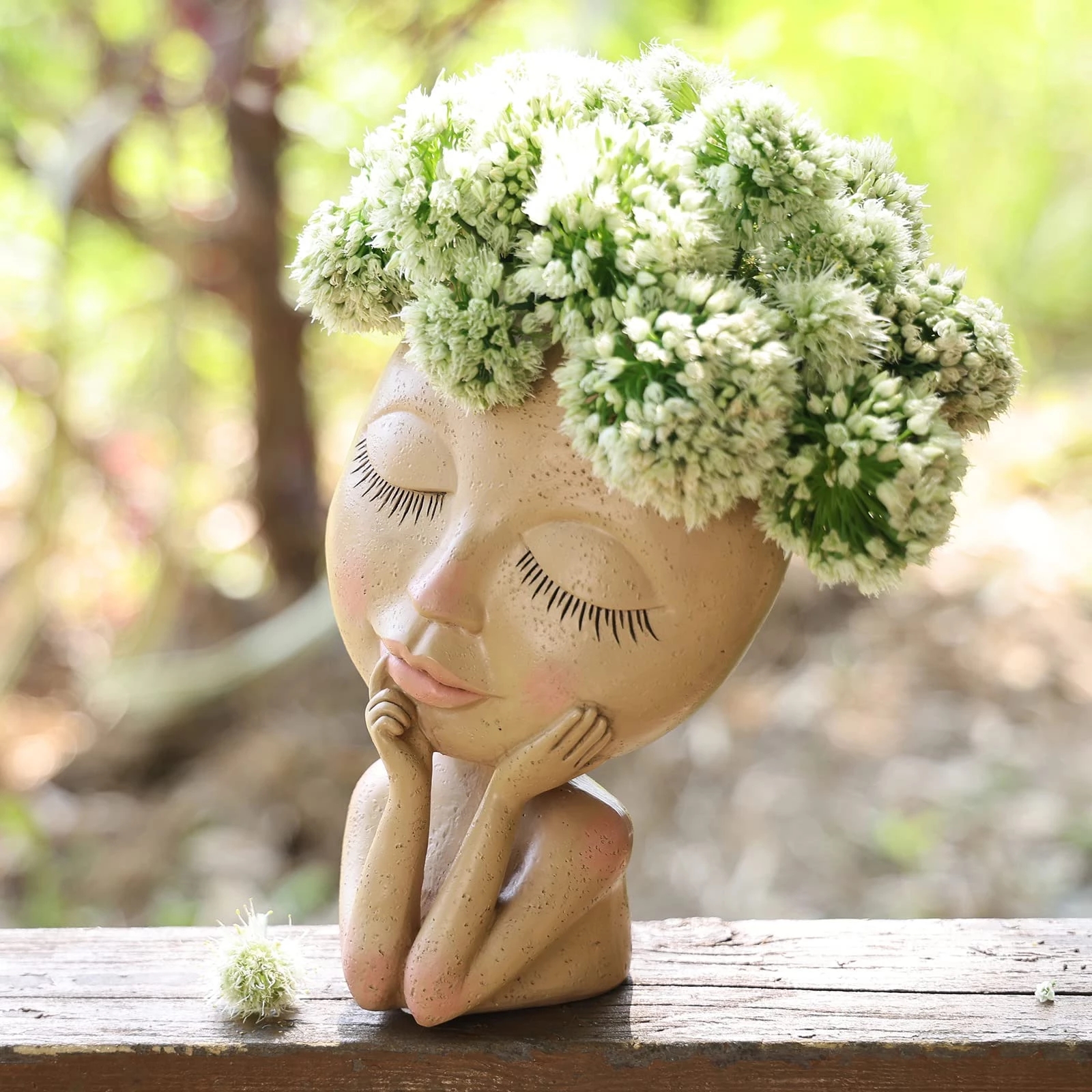 QY Face Head Planter - Cute Ceramic Garden Planter Figure